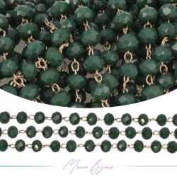 Rose Gold Rosary Chain in Brass with Dark Green Crystals (1mt)