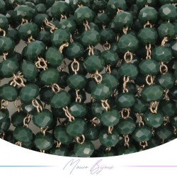 Rose Gold Rosary Chain in Brass with Dark Green Crystals (1mt)