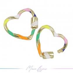 Washer in Brass Enamelled Heart Multicolor