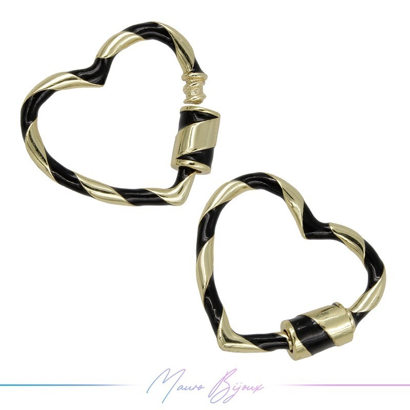 Washer in Brass Enamelled Heart Black