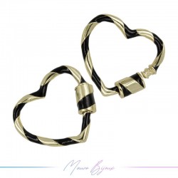 Washer in Brass Enamelled Heart Black