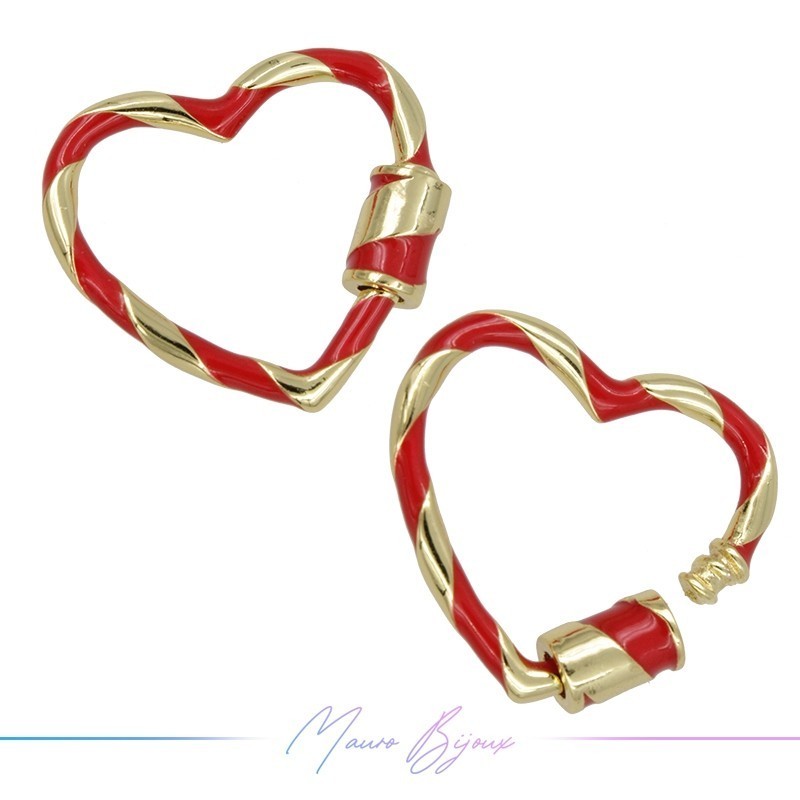 Chiusura in Ottone Cuore Smaltato Rosso