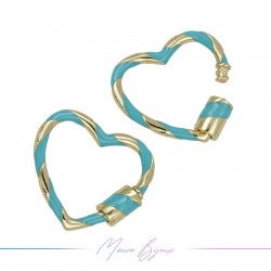 Washer in Brass Enamelled Heart Turquoise