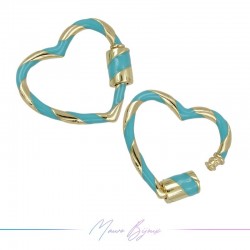 Washer in Brass Enamelled Heart Turquoise