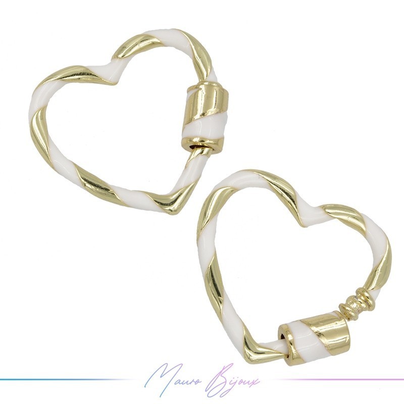 Chiusura in Ottone Cuore Smaltato Bianco