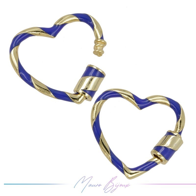 Chiusura in Ottone Cuore Smaltato Blu