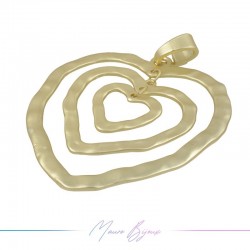 Zamak Pendant Golden Double Hearts 1 Piece