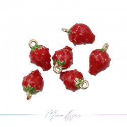 Charms Strawberry in Brass Enamelled