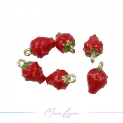 Charms Strawberry in Brass Enamelled