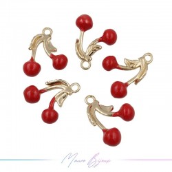 Charms Cherry in Brass Enamelled