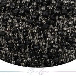Catena in Acciaio Canna Fucile Cristallo Nero 1 mt