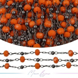 Chain in Inox Gun Metal Orange Crystal 1mt