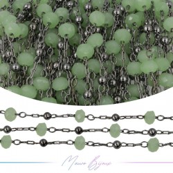 Chain in Inox Gun Metal Green Crystal 1mt