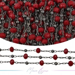 Catena in Acciaio Canna Fucile Cristallo Rosso 1 mt