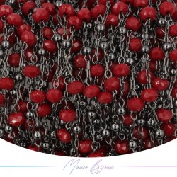 Catena in Acciaio Canna Fucile Cristallo Rosso 1 mt