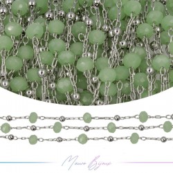 Chain in Inox Silver Green Crystal 1mt