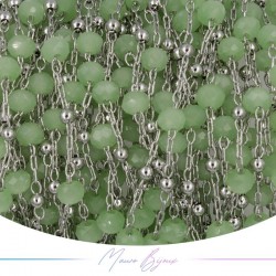 Chain in Inox Silver Green Crystal 1mt