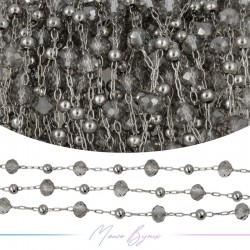 Chain in Inox Silver Trasparent Silver Crystal 1mt