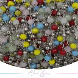 Chain in Inox Silver Multicolor Crystal 1mt