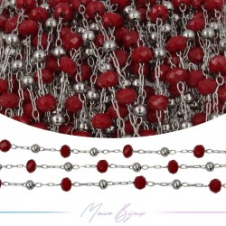 Chain in Inox Silver Red Crystal 1mt