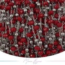 Chain in Inox Silver Red Crystal 1mt