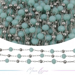 Chain in Inox Silver Turquoise Crystal 1mt
