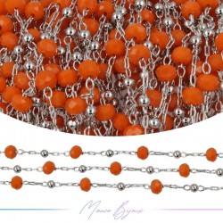 Chain in Inox Silver Orange Crystal 1mt