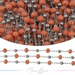 Chain in Inox Silver light Orange Crystal 1mt