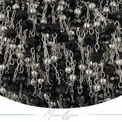 Chain in Inox Silver Black Crystal 1mt