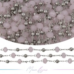 Chain in Inox Silver Rose Crystal 1mt