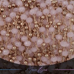 Catena in Acciaio Oro Rosa Cristallo Rosa 1 mt