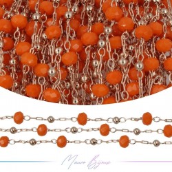 Chain in Rose Gold Inox Orange Crystal 1mt