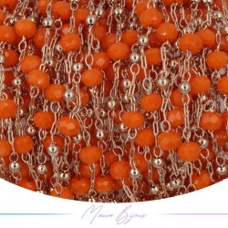 Catena in Acciaio Oro Rosa Cristallo Arancione 1 mt