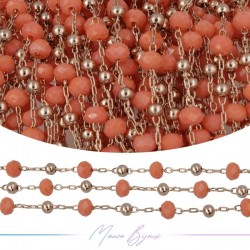Catena in Acciaio Oro Rosa Cristallo Arancione Chiaro A 1 mt