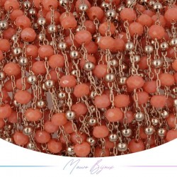 Catena in Acciaio Oro Rosa Cristallo Arancione Chiaro A 1 mt