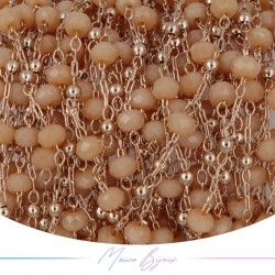 Catena in Acciaio Oro Rosa Cristallo Arancione Chiaro B 1 mt