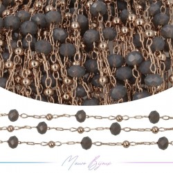 Chain in Rose Gold Inox Grey Crystal 1mt
