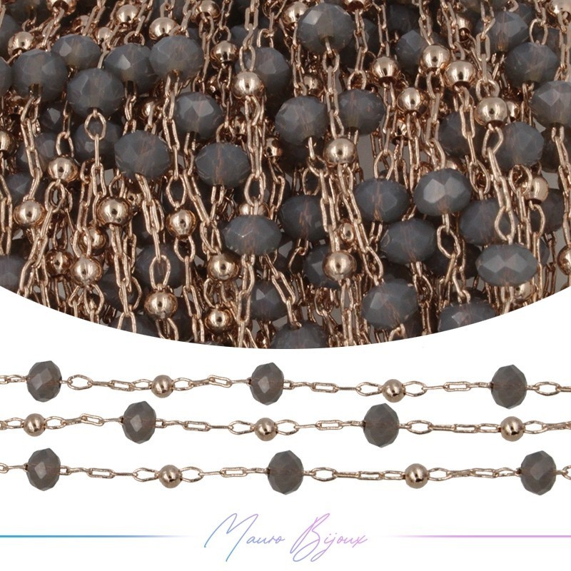 Catena in Acciaio Oro Rosa Cristallo Grigio 1 mt