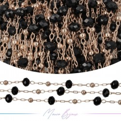 Chain in Rose Gold Inox Black Crystal 1mt