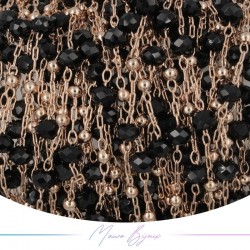 Catena in Acciaio Oro Rosa Cristallo Nero 1 mt