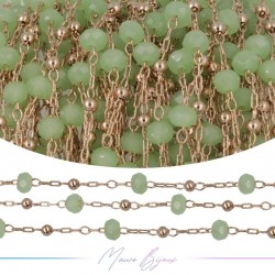 Catena in Acciaio Oro Rosa Cristallo Verde  1 mt
