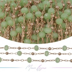 Chain in Rose Gold Inox Green Crystal 1mt