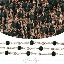 Chain in Rose Gold Inox Dark Green Crystal 1mt