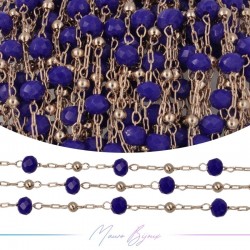 Catena in Acciaio Oro Rosa Cristallo Blu 1 mt
