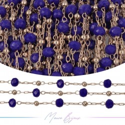 Chain in Rose Gold Inox Blue Crystal 1mt