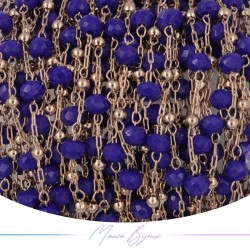 Catena in Acciaio Oro Rosa Cristallo Blu 1 mt