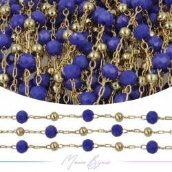 Chain in Gold Inox Blue Crystal 1mt