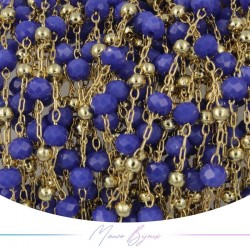 Catena in Acciaio Dorato Cristallo Blu 1 mt