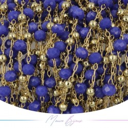 Chain in Gold Inox Blue Crystal 1mt