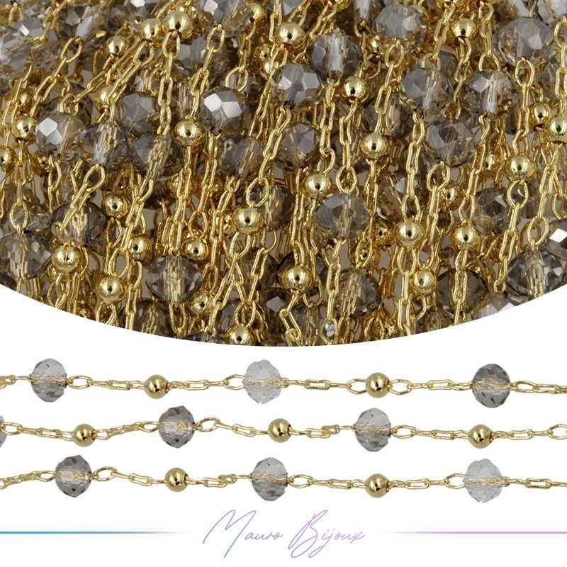 Chain in Gold Inox Silver Trasparent Crystal 1mt